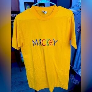Vintage Mickey Mouse yellow t shirt, Mickey embroidered, sz: M Mickey & Co.